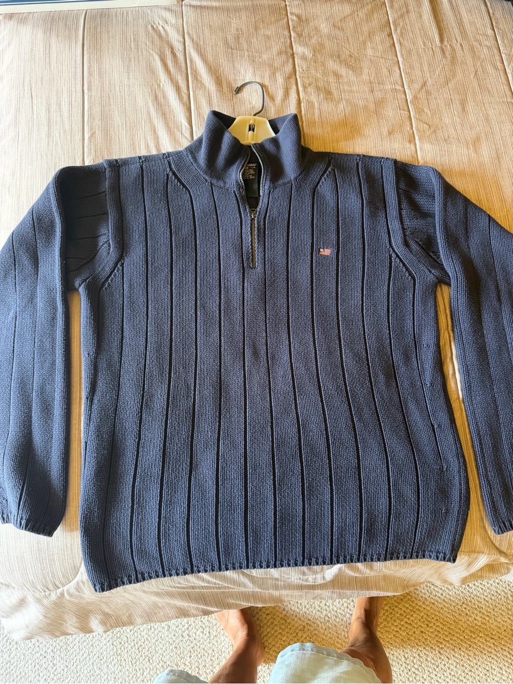 Polo by Ralph Lauren Men's Ribbed Half-Zip Sweater - Navy Blue size Large